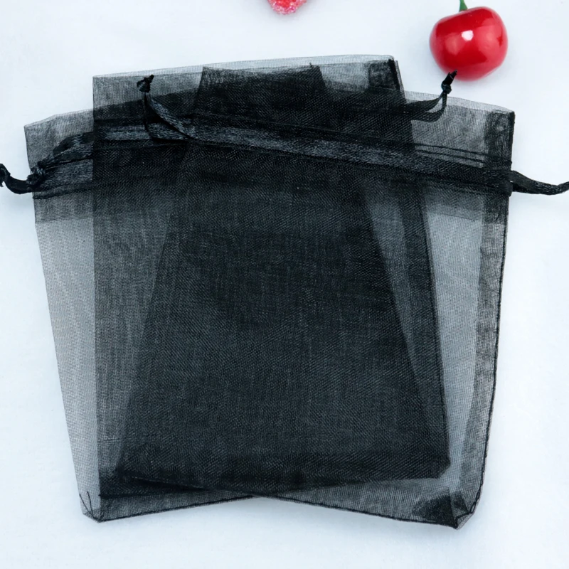 

500pcs/lot Black Organza Bags 11x16cm Jewelry Package Bag Christmas Boutique Nuts Gift Packaging Bags Organza Gift Bag Pouches