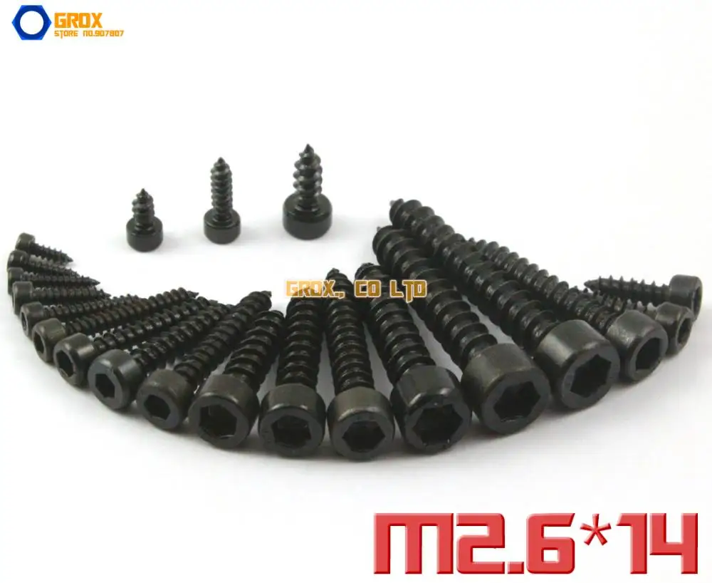 

150 Pieces M2.6 x 14mm 8.8 Grade Alloy Steel Hexagon Socket Cap Head Self Tapping Screw Model Screw