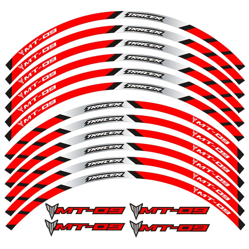 Ruedas delanteras y traseras de motocicleta, borde exterior, pegatina de llanta, pegatinas de rueda de rayas reflectantes para YAMAHA MT-09 TRACER