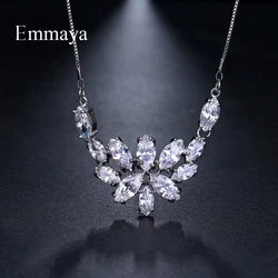 Emmaya Brand Fashion Elegance Charm Flower AAA Zircon Adjustable Lovers Necklaces for Women Popular Jewelry Wedding Party Gift