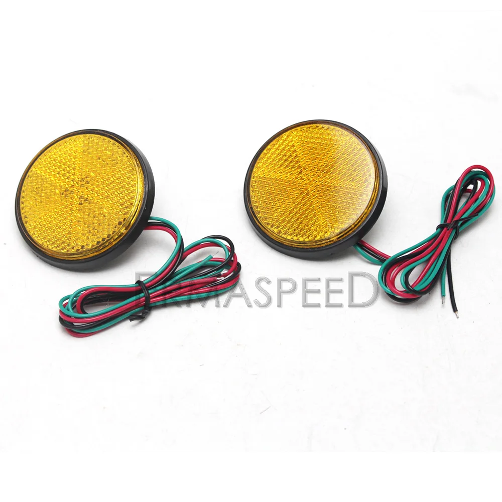 2PCS Universal Round Motorcycle LED Reflector Rear Tail Brake Stop Light Warning Signals Light for Motorcycle ATV UTE Trailer