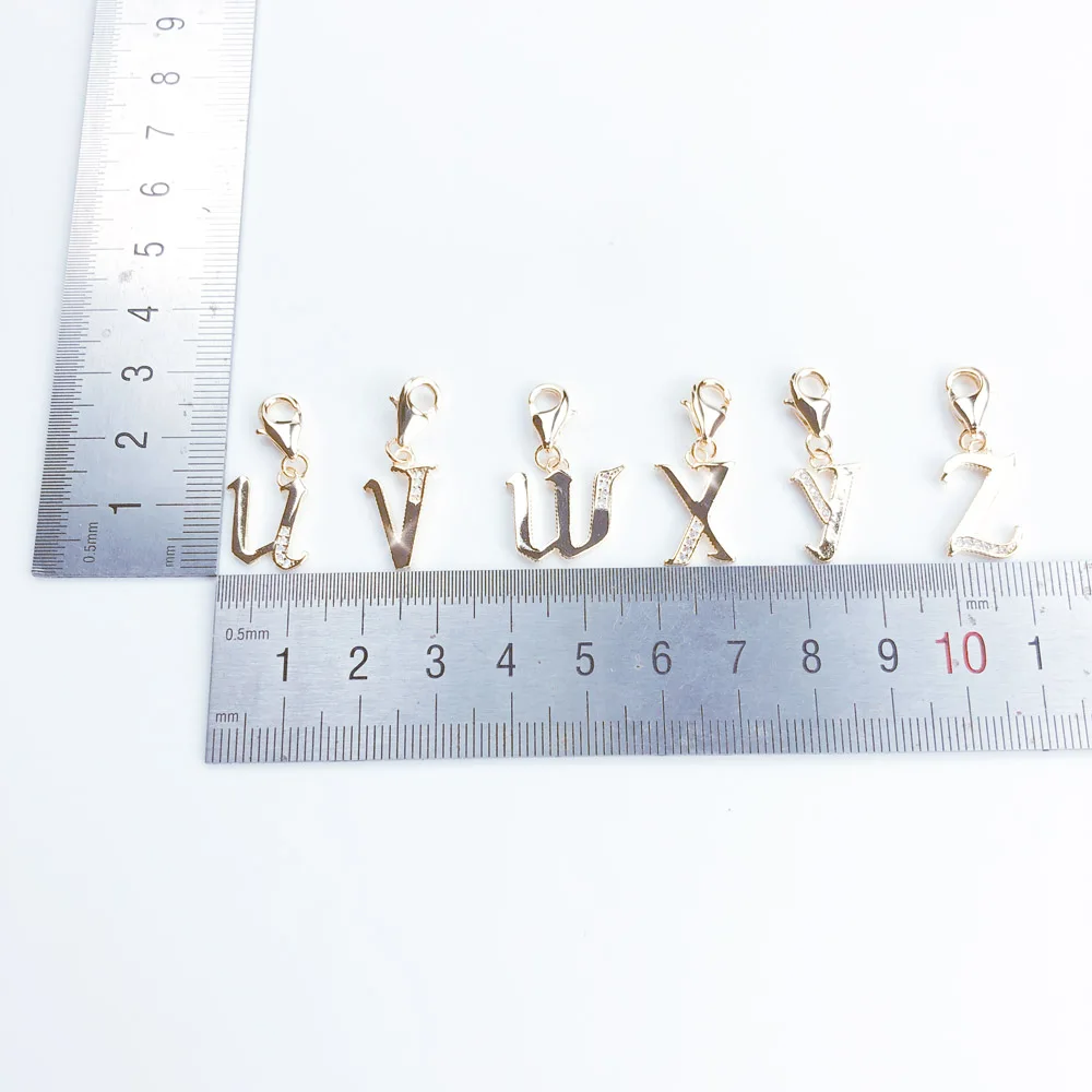Aliphabet Letters Charm For Women Men Vintage 925 Sterling Silver Golden Gift Jewelry