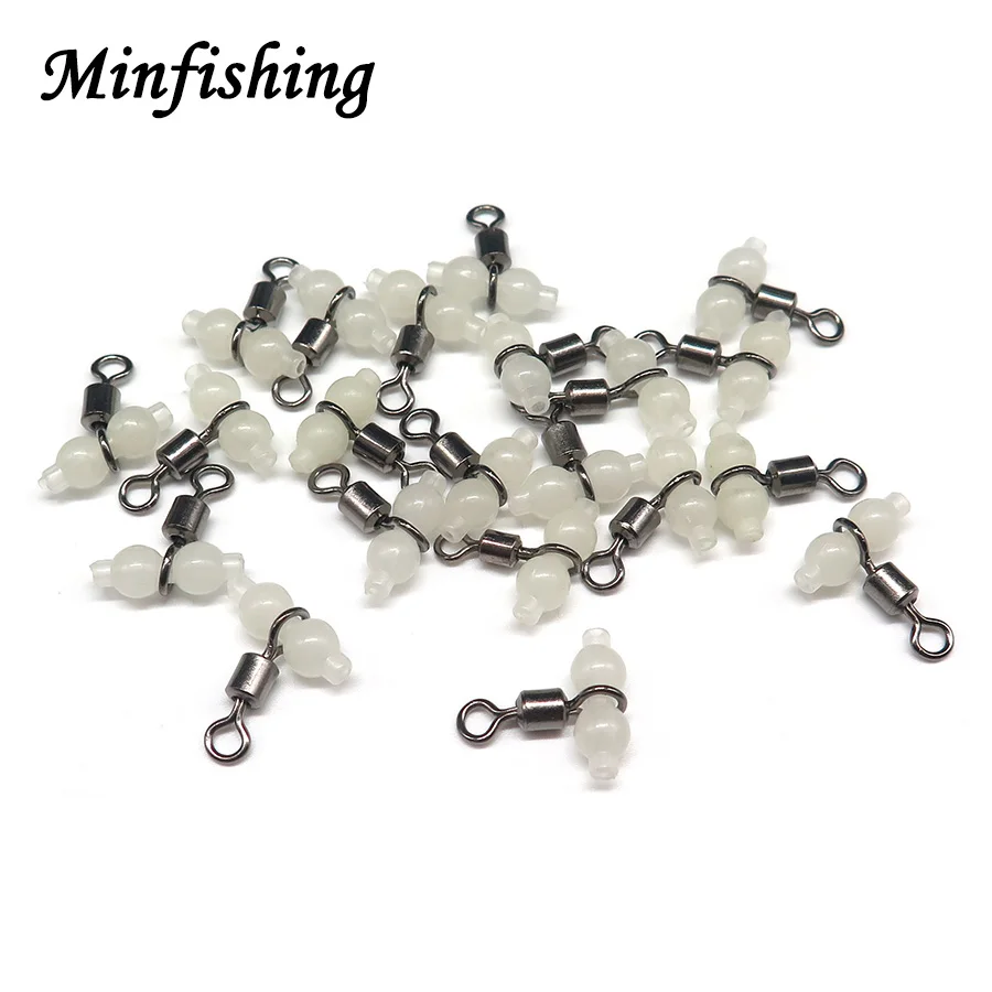 Minfishing 25 PCS Luminous Fishing Swivel Fishing Hook Connector 3 way Rolling Swivel Fishing Accessories