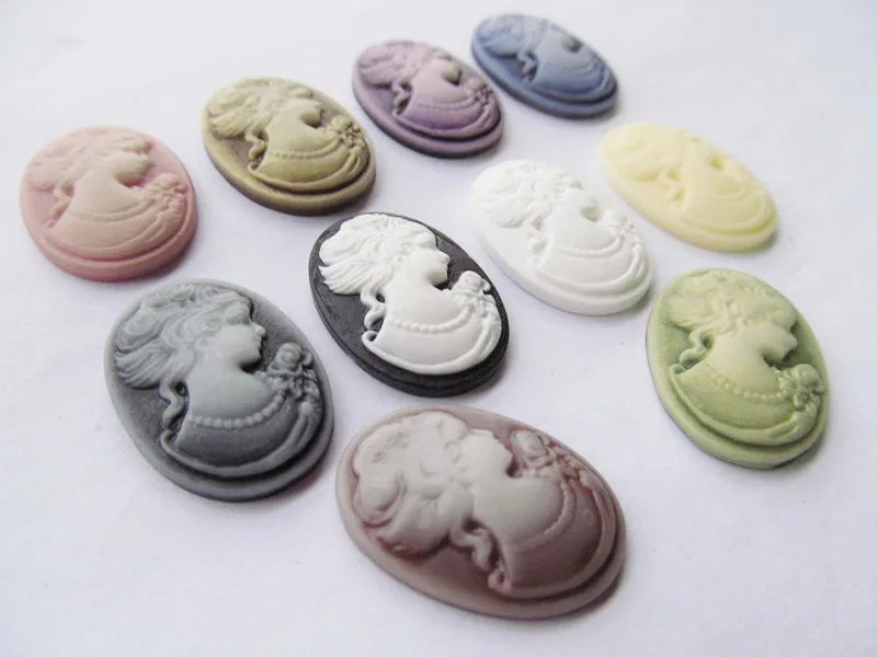 100 pz 18mm x 25mm 15 colori ovale Flatback resina Beauty Head Lady Cameo Charm Finding, Kit di decorazione del telefono, accessorio fai da te