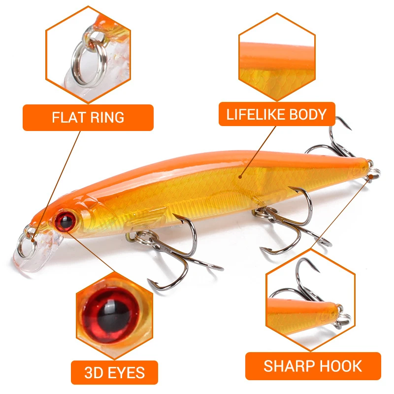 1Pc Minnow Fishing Lure 11cm 13g Artificial Hard Bait with 3 Fishing Hooks Lure 3D Eyes Fishing Wobbler Carp Fishing Tackle