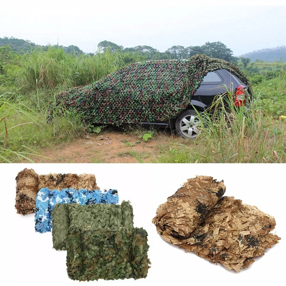 2x3M Camouflage Netting Woodland Trainning Camo Sunscreen Net Car Covers Camping Sun Shelter Tent For Hunting Hide