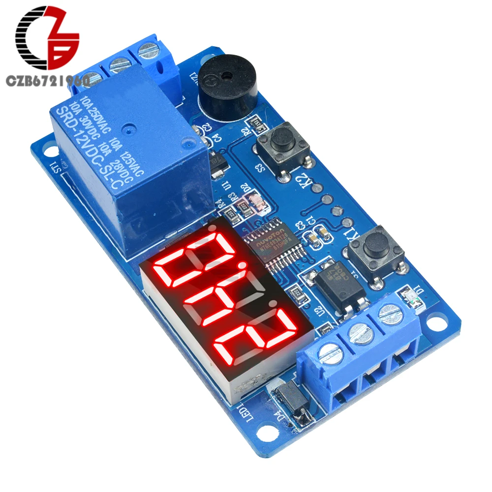 Dc 12V Led Digitale Tijdrelais Module Timer Relais Tijd Schakelaar Trigger Timing Board Plc Automation Auto zoemer