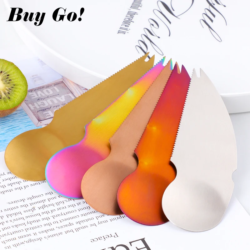 Fantastic Stainless Steel 2 In 1 Kiwi Easy Peelers Cutter Knifes Fruit Cutter Fruit Pulp Spoon Fruit Peeler Kitchen Accessories
