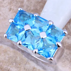 Fetching Sky Blue Cubic Zirconia Silver Plated Women's Ring Size 6 / 7 / 8 / 9 R1120