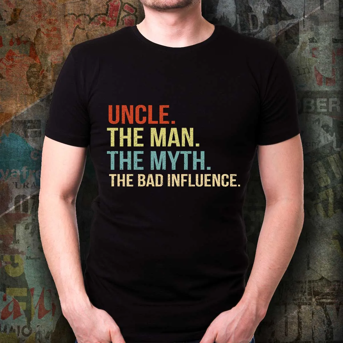 Uncle The Man Myth Legend T Shirt for Men Tee Gift for Uncle Bad Influence Funny Men 2019 New Short Sleeve Hipster Male Tees