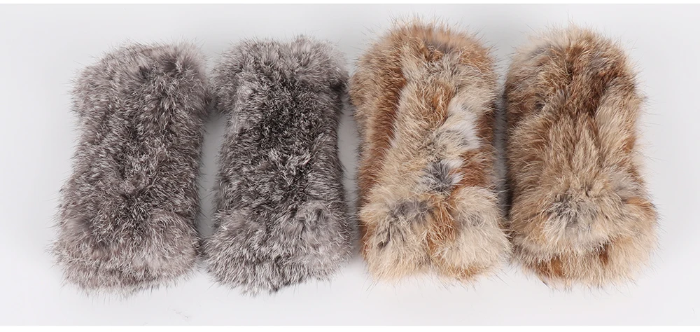 New Women 100% Real Genuine Knitted Rex Rabbit Fur Mittens Winter Warm Lady Real Fur Fingerless Gloves Handmade Knit Fur Mitten