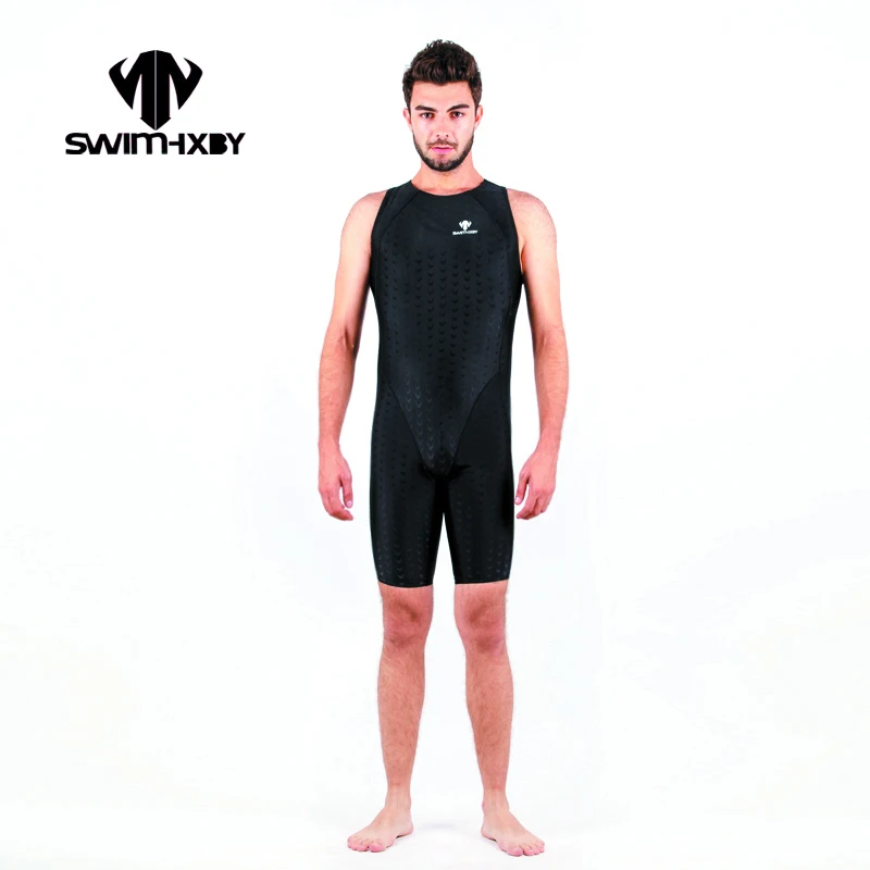 HXBY Black Mens One Piece Swimwear Men Swimsuit Solid Racing Bathing Suits Swimsuits Competitive Swimming Suit For Men Swim Suit