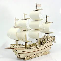 3D Wooden Puzzle Ming Merchant Ship Jigsaw Building Blocks Model DIY Sailing Boat Kids Toys For Children Gift Home Decoration