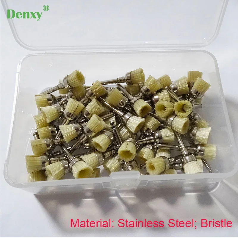 Denxy 200pcs  Dental Nylon Polishing Brush Bowl Shape Dental Prophy Brush Whitening Dental handpiece Orthodontic Bracket