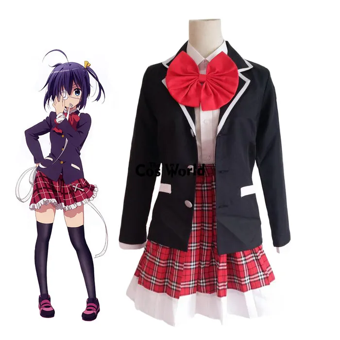 Chunibyou Demo Koi ga Shitai Takanashi Rikka Schuluniform Mantel Hemd Kleid Outfit Anime Cosplay Kostüme