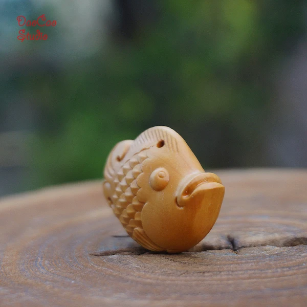 Natural Boxwood Carved Goldfish Beads Tiny Charms Mala Japa Beads Bracelet Jewellry Findings DIY Accessories