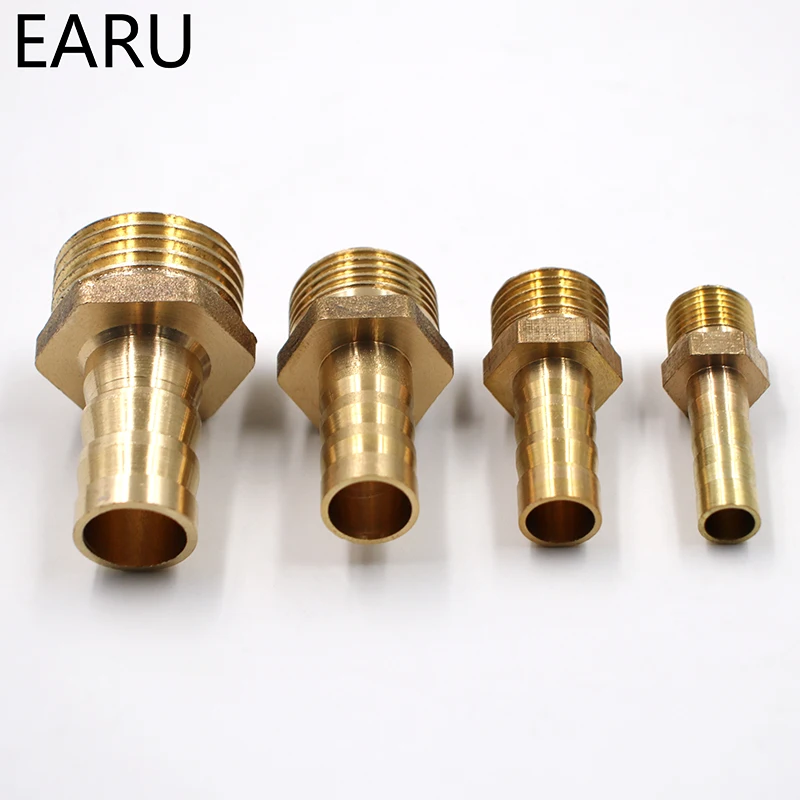 Brass Male Barb Hose Tail Fitting Fuel Air Gas Water Hose Oil 4m-12m 1/8\'\' 1/4\'\' 1/2\'\' Pneumatic Connector Connect Socket Plug