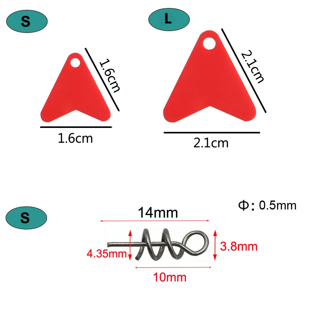 60 قطعة/الحقيبة الصيد إغراء الاكسسوارات مع الصيد هوك تمركز دبوس الربيع تويست الساعد قفل والأحمر القلب الترتر #2