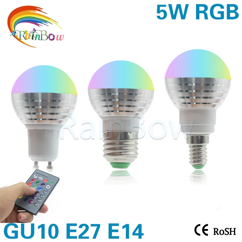 Lowest price E27 E14 GU10 LED RGB Bulb lamp AC110V 220V 5W LED RGB Spotlight RGB lighting+IR Remote Control 16 colors