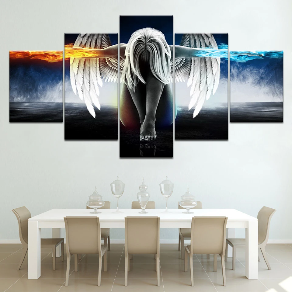 

Angel Wings Canvas Artwork modern Modular 5 panel HD Print wall Poster Canvas painting for Living Room Home Decor