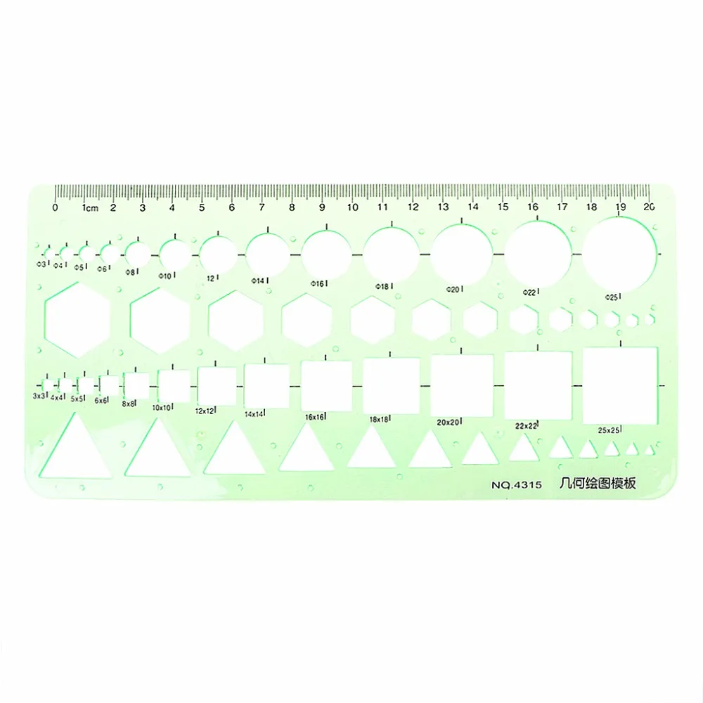 9 different  rulers  Green Plastic Circles Geometric Template Ruler Stencil Measuring Tool Students