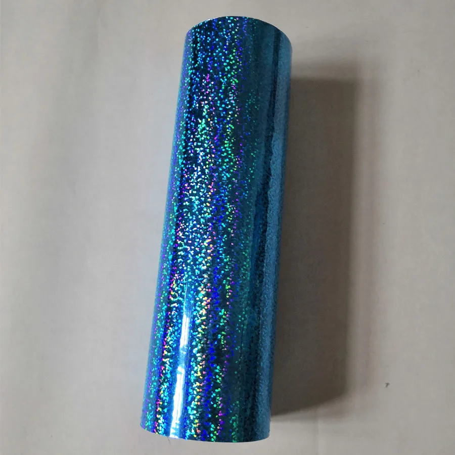 Holographic foil hot stamping foil light blue color Crystal pattern hot press on paper or plastic heat transfer film