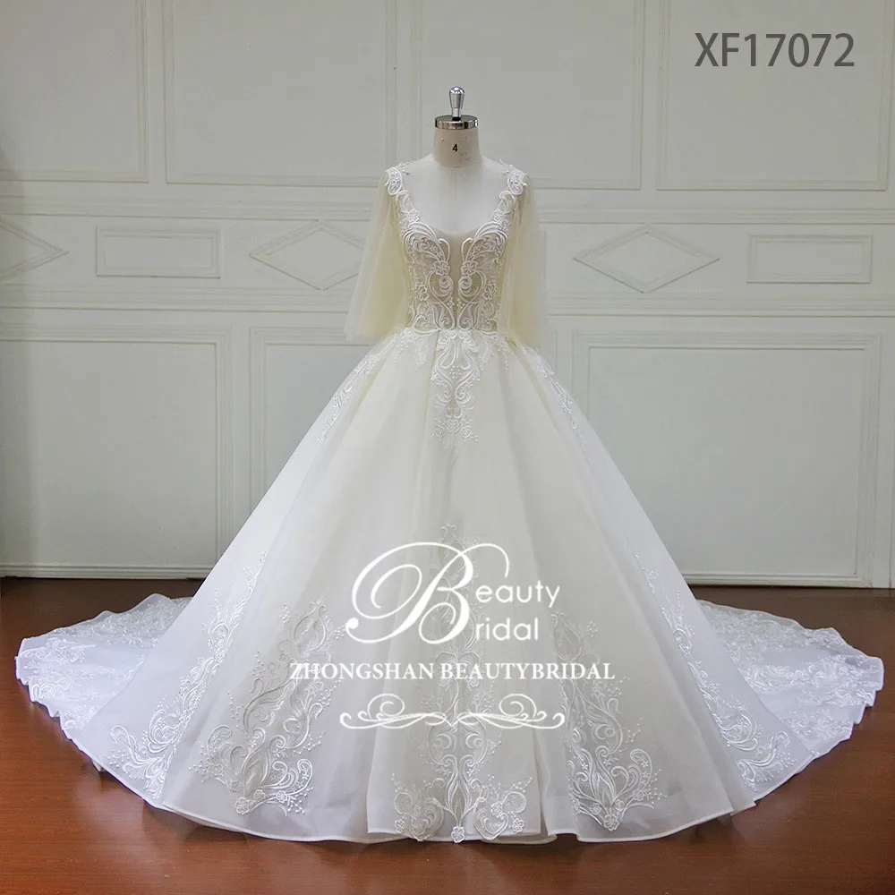 

High Quality Special Lace Wedding Dresses Royal Train Ball Gown Bridal Dresses Vestido de Novia XF17072