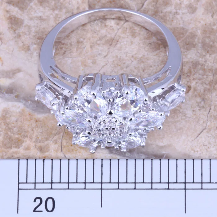 Valuable White CZ Silver Plated Women's Ring Size 6 / 7 / 8 / 9 R1089