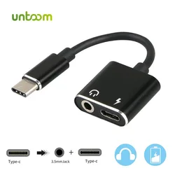 2 in 1 Type C Adapter to 3.5mm Headphone Jack + Charging Supports Audio and Charging USB Type-C Audio Charging for Xiaomi/Huawei