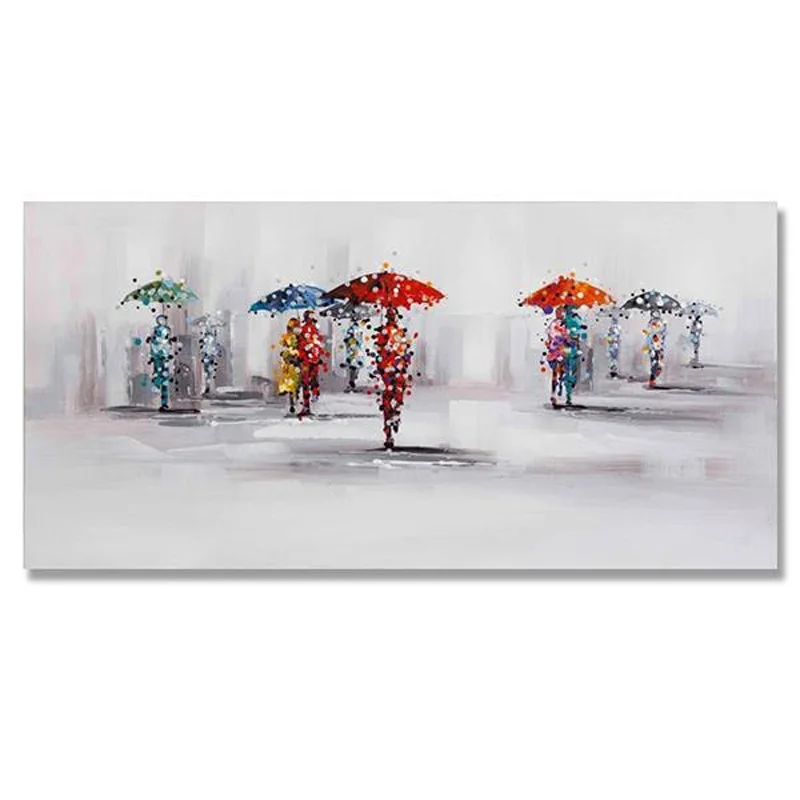 

Handpainted Landscape Oil Painting On Canvas Palette Knife Wall Picture Lovers in the Rain picture Home Decoration Wall Decor