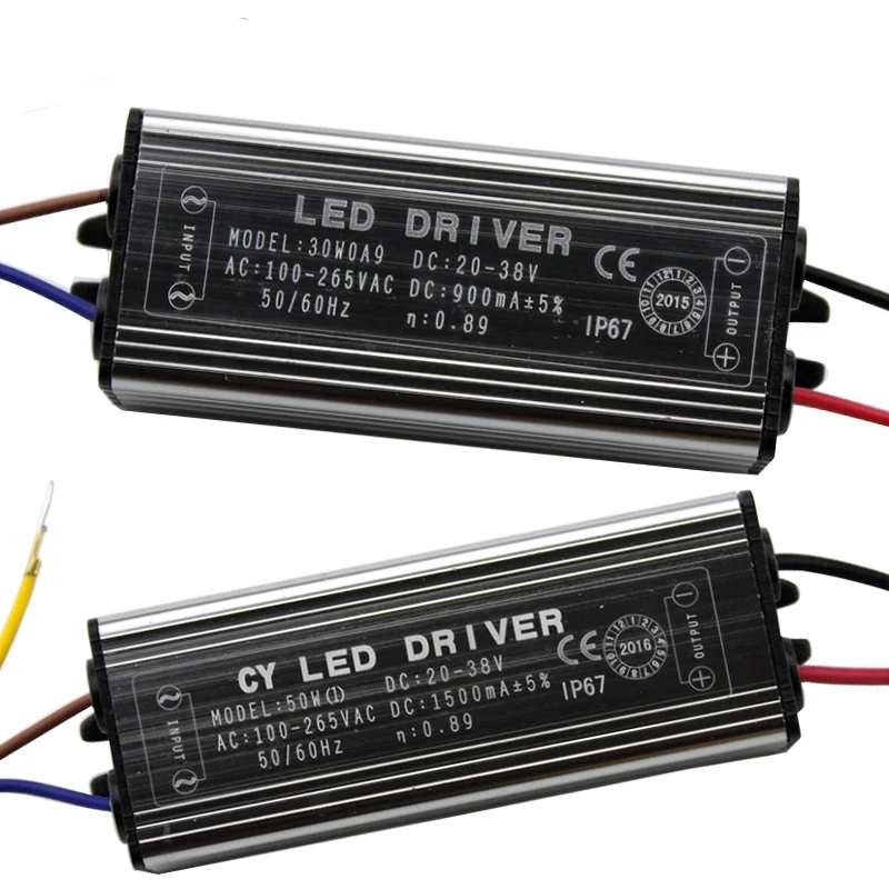 10-50W IP67 Waterproof LED Driver Input AC85-265V Constant Current 300mA Lighting Transformers for DIY LED Floodlight Spotlight