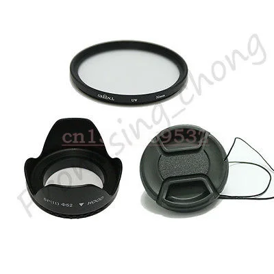 

3 in 1 49MM Lens Hood +Lens Cap + UV Filter for 49mm lens filter