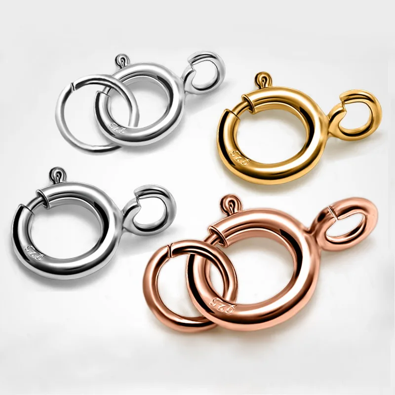 

925 Sterling Sliver Circle Spring Buckle, Chain Buckles Bracelet Pendant Necklace Mountings DIY Jewelry Making Accessories