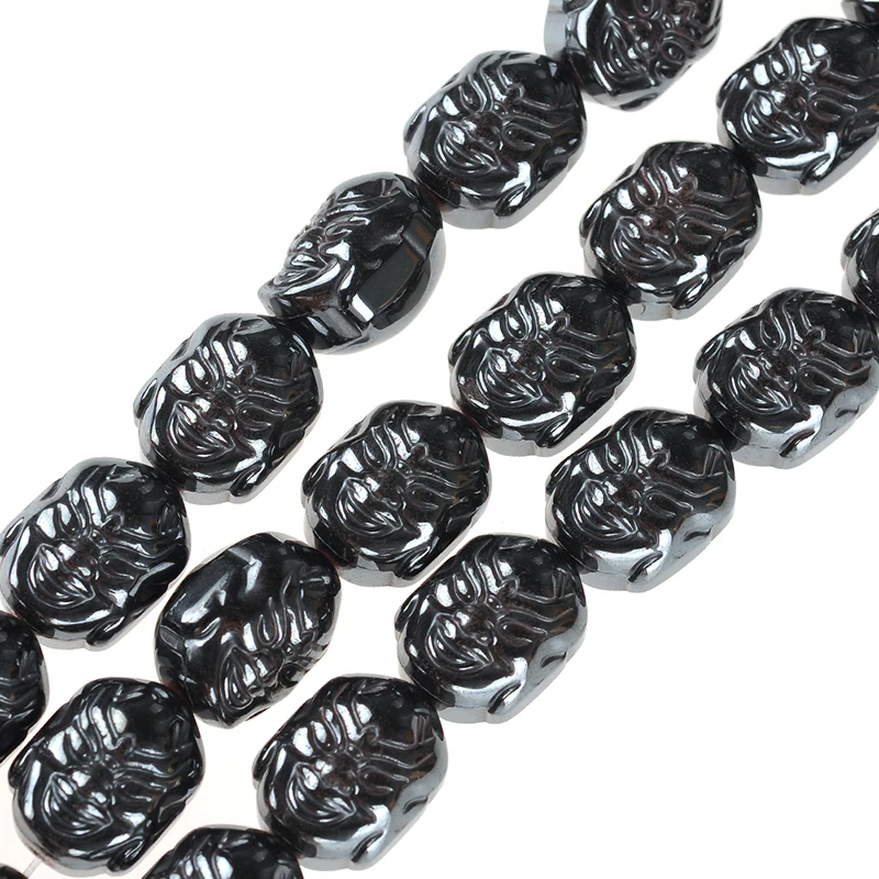 Nature Stone Black Hematite Beads Ghost Face Shape Loose Beads 21.5*16.5mm For Diy Jewelry Necklace Bracelet Making Accessories