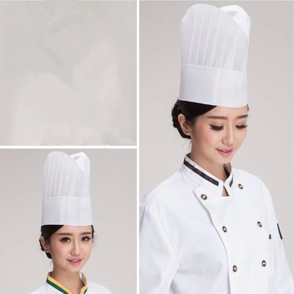 5Pcs Disposable Chef Hat Non Woven Paper Middle Low Hat Restaurant Bar Work Cap Men Women BBB0441