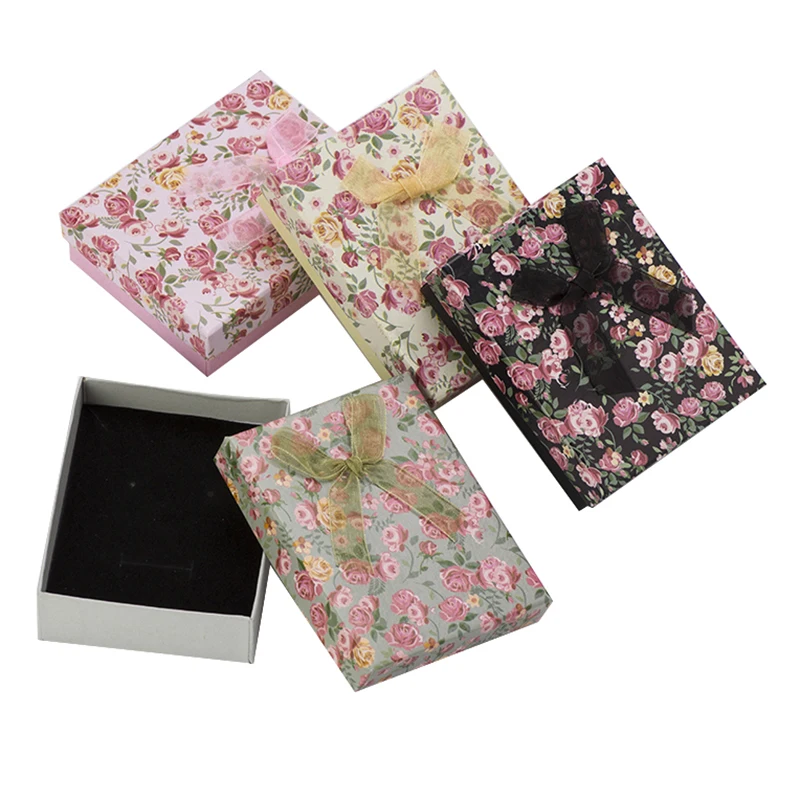 24pcs Flower Jewelry Box 7x9x3cm Multi Colors Paper Packaging Gift Box for Jewelry Sets Display Necklace Earrings Ring Box