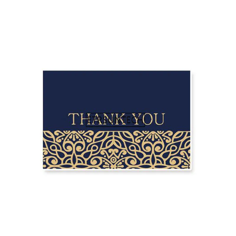 Deep Blue Thank You Card with Envelope Gold Stamping Greeting Card Wedding Birthday Party Invitation Gift Card