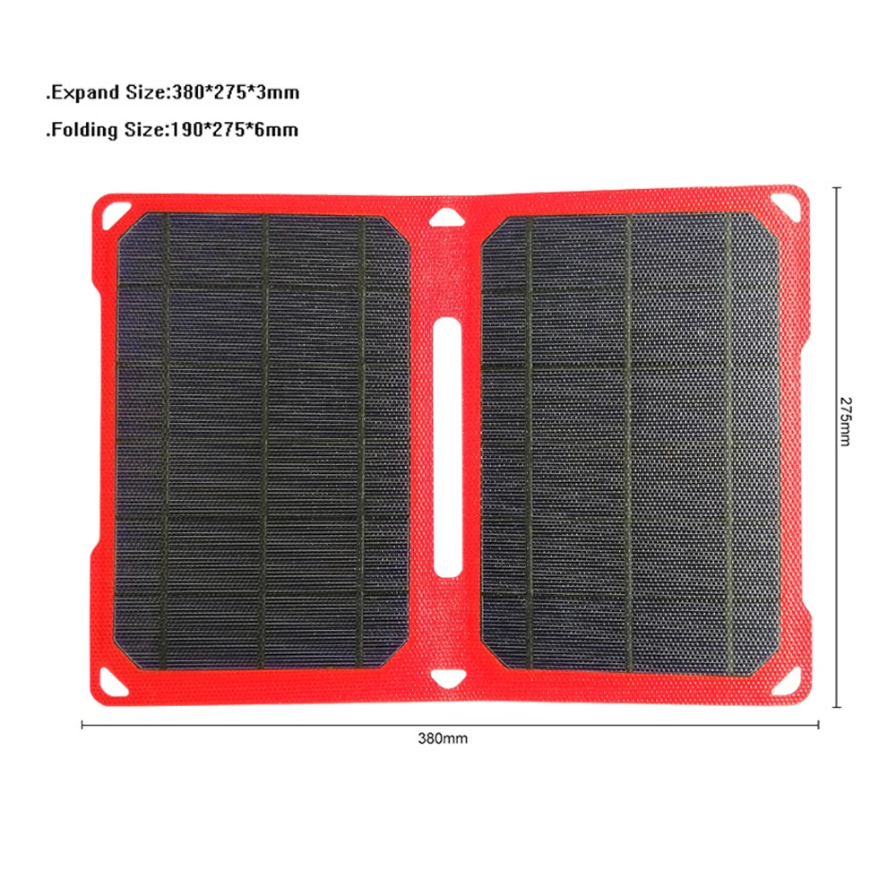 Balaike solar battery charger 14W 5V Solar Panel Red Folding Charger Mobile Power contain 2 pcs panel solar for mobile phone