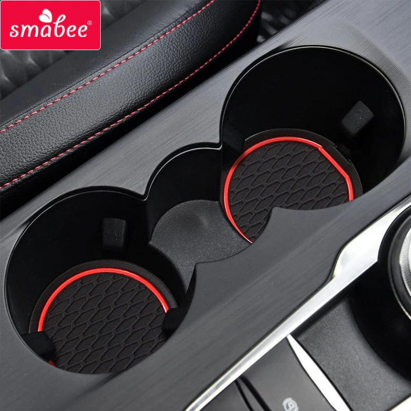 smabee Gate Slot Cup Pad For Ford FOCUS 2019 Automotive Interior Accessories Rubber Non-Slip Mats Anti-Slip Mat Car Sticker