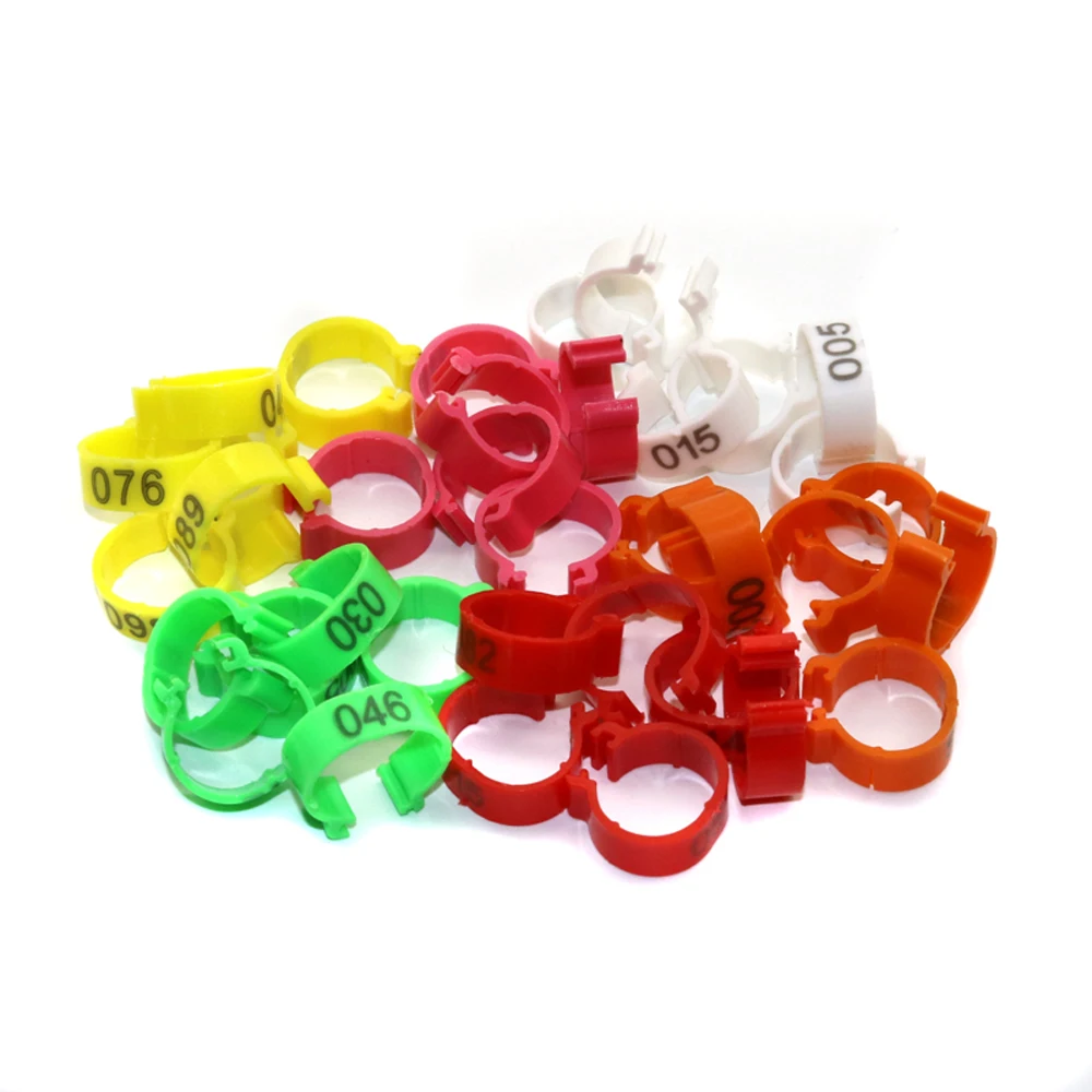 7 Colors 16mm Digital foot ring NO.001-500 Poultry Buckle type Clip rings Farm equipment Chicken Identification ring 100 Pcs