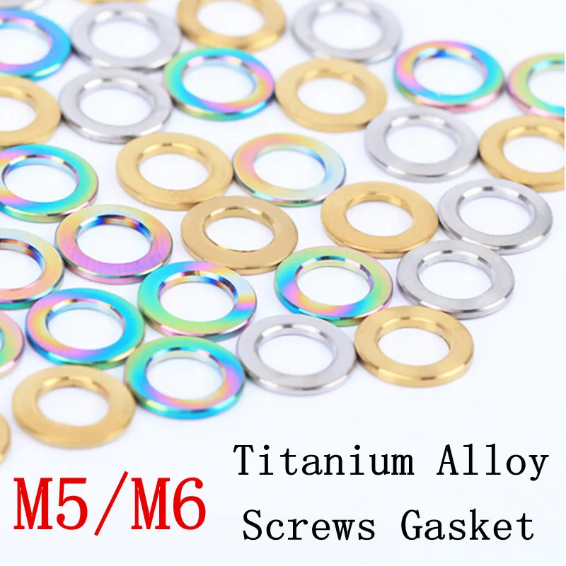 Risk 10pcs M5 M6 Flat Pad Ring Titanium Alloy Bolt Gasket Mountain Road Bike Brake Parts Screw Adjustment Gasket for morelocking