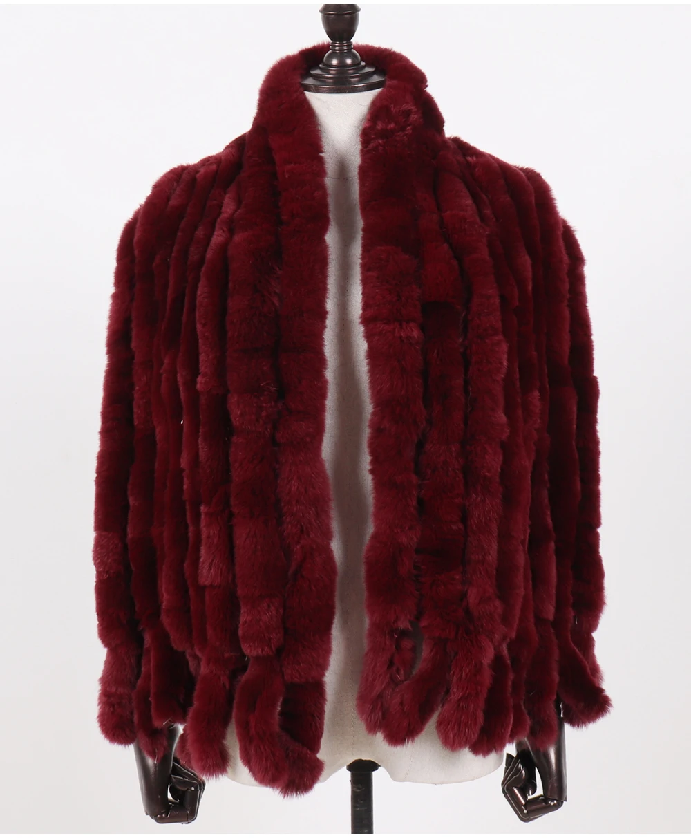 Neuer langer Schal aus echtem Rex-Kaninchenfell für Damen, warm, weich, hochwertig, modischer Rex-Kaninchenfell-Schal mit Quasten. – Detail 22