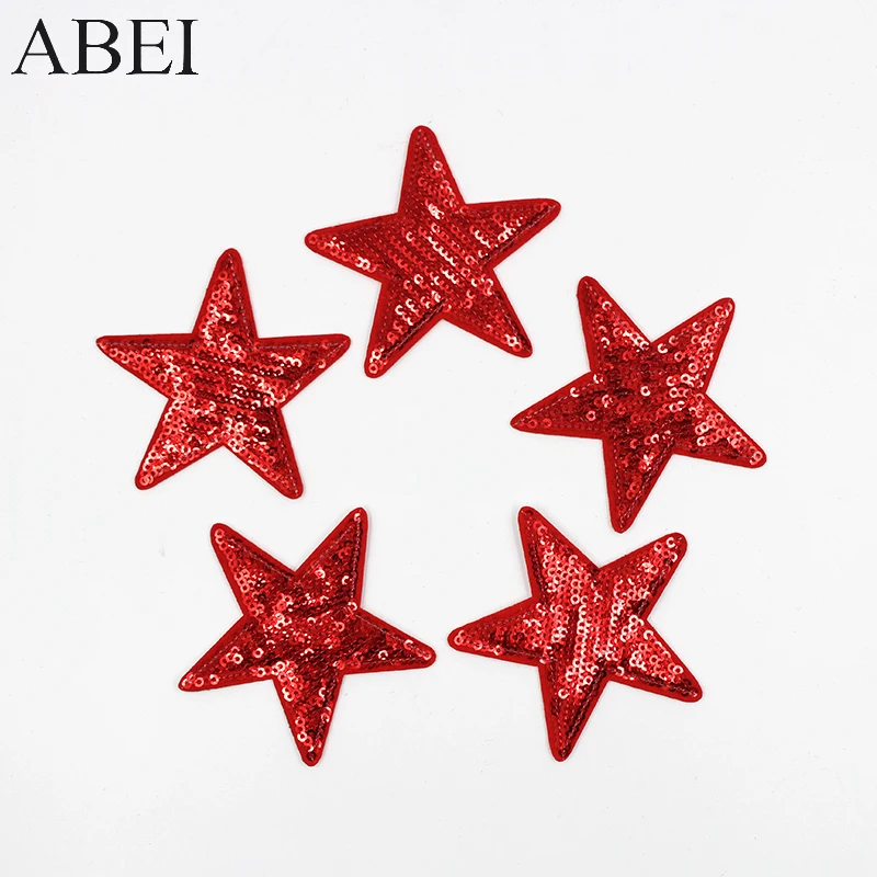 10pcs/lot Iron On Star Appliqued Embroidered Sequined Patches DIY Fabric Clothes Stickers Embellishment Handmade patchwork Badge