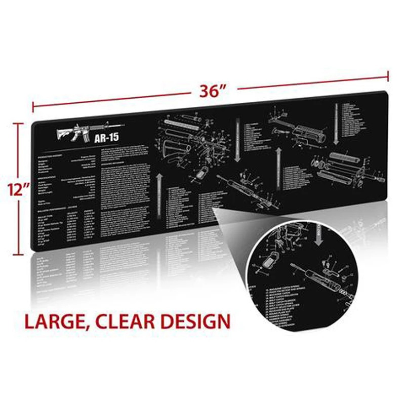 Tactical Hunting AR10 15 AK47 K98K SIG556 SKS Mosin-Nagant Non-Slip Gun Cleaning Bench Rubber Mat Full Parts List View Schematic