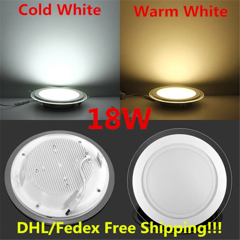 

10pcs 6w 9w 12w 18w led panel downlight glass Round ceiling recessed panel light AC85-265V with adapter Warm/Natural/Cold White