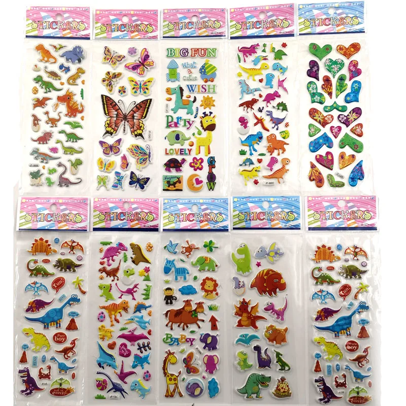 10 Sheets Random Children Stationery Stickers Cute Cartoon Animal Series Kids School Supplies Toy Stickers For Kids Gift