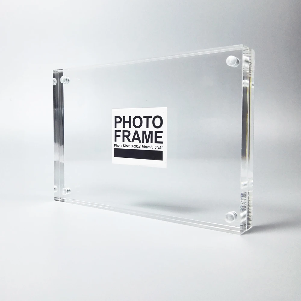 Free Standing Double Sided Display, Clear Acrylic Perspex Magnet Photo Block Frames, PF003