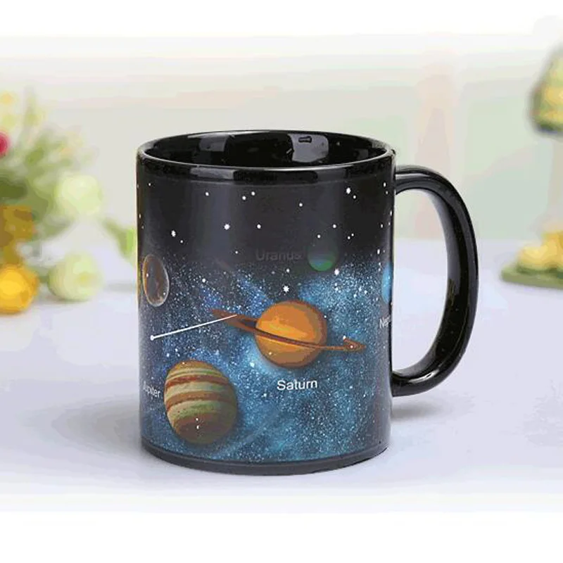 Ceramic Color Changing Coffee Mug, Heat Sensitive Tea Cup, Magic Mug, Support Solar System, New Arrival,330ml