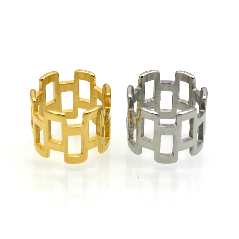 Punk Gold Color Female Anel Geometric Square Rings 316L Stainless Steel Finger Rings For Women Bague Wholesale Jewelry anillos