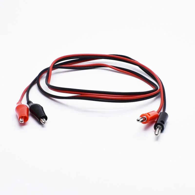 4MM Dual Alligator Clip to Banana Connector Oscilloscope Test Probe Cable 1M 3FT Red Black